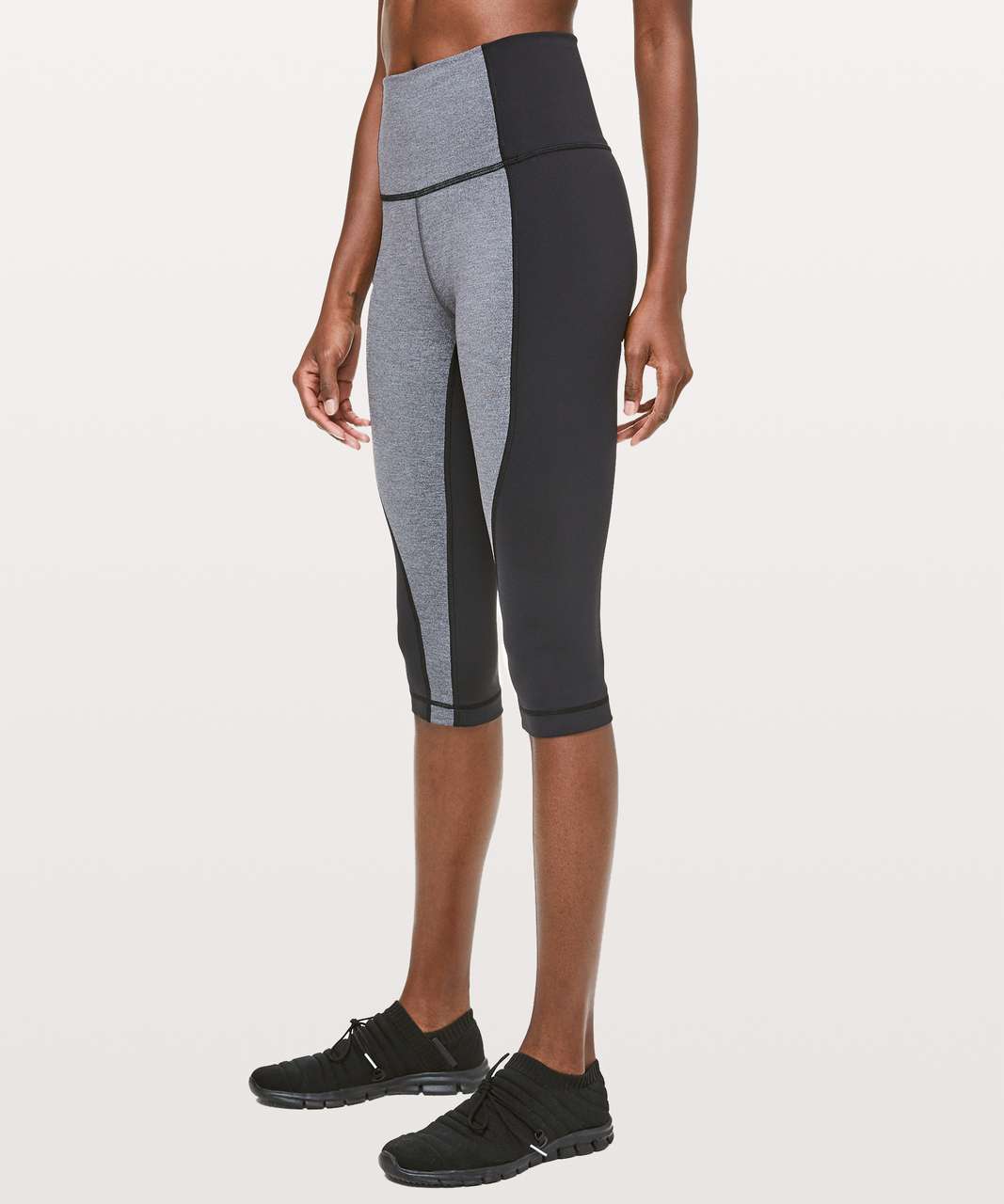 Lululemon Wunder Under Crop High-Rise *Curve 17 - Heathered Black / Black  - lulu fanatics