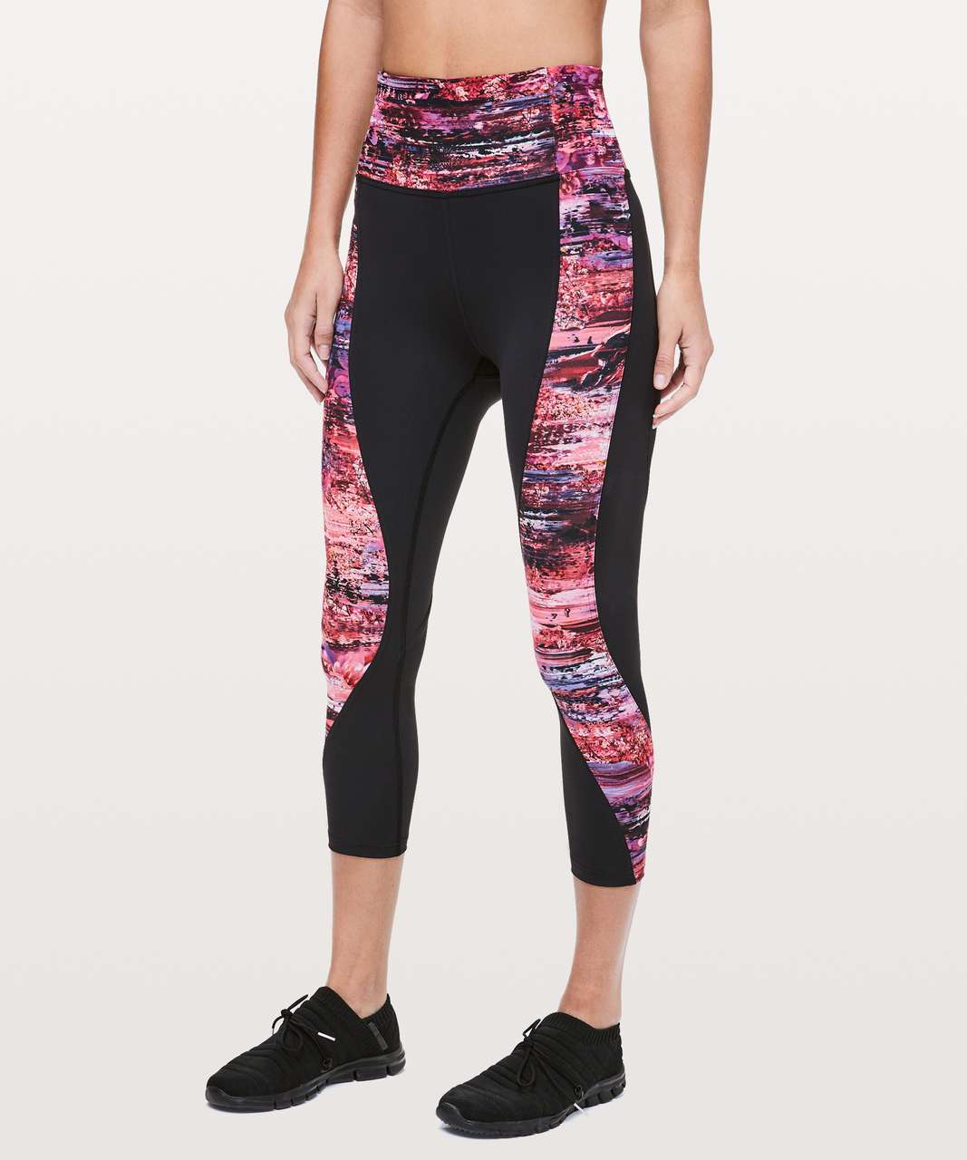 Lululemon Sweat & Repeat Crop *21" - Black / Dahliascape Multi