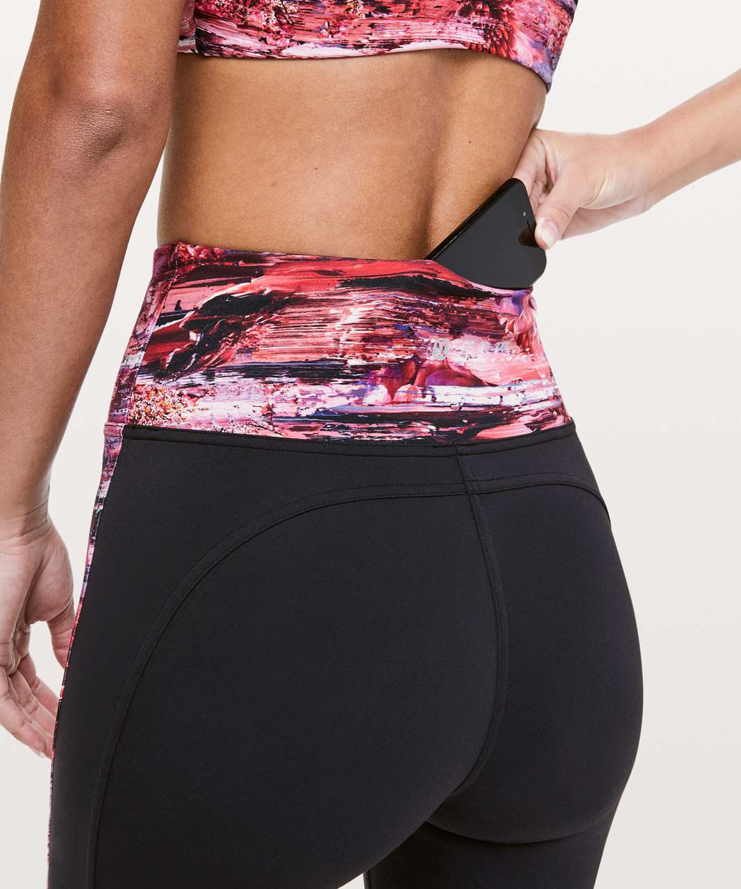 Lululemon Sweat & Repeat Crop *21" - Black / Dahliascape Multi