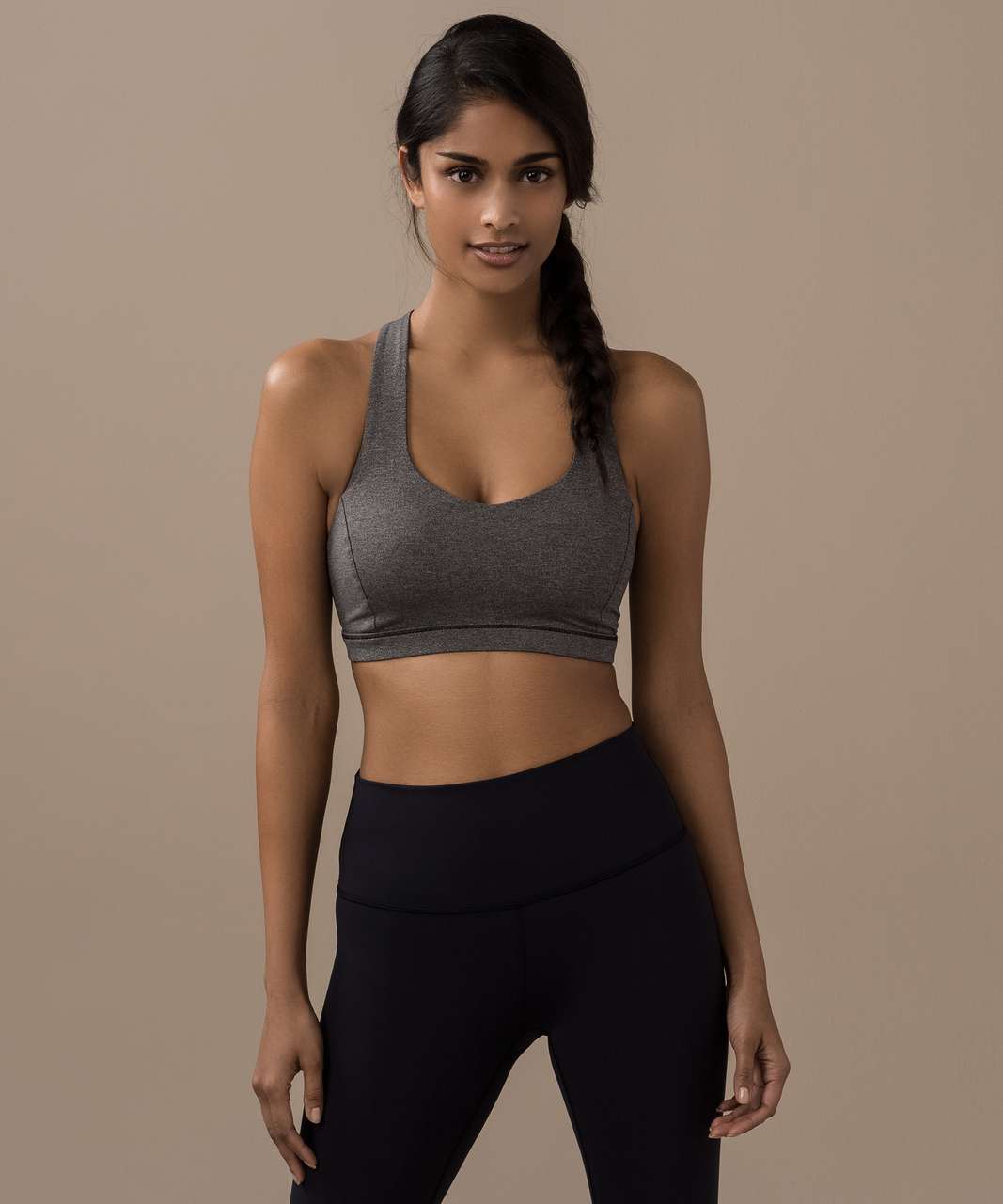 Lululemon Free To Be Serene Bra - Heathered Black / Black - lulu fanatics