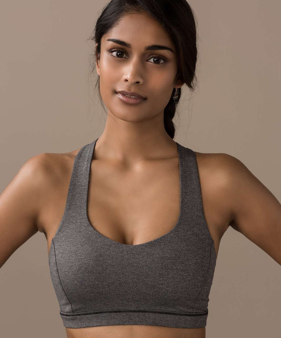 Lululemon Free To Be Serene Bra - Heathered Black / Black - lulu fanatics