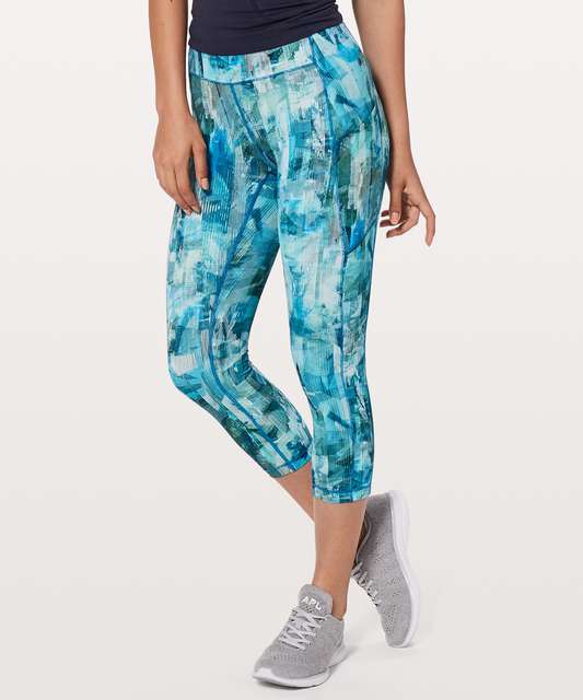 lululemon Athletica Speed Up Crop 21 Tidal Multi Print Blue