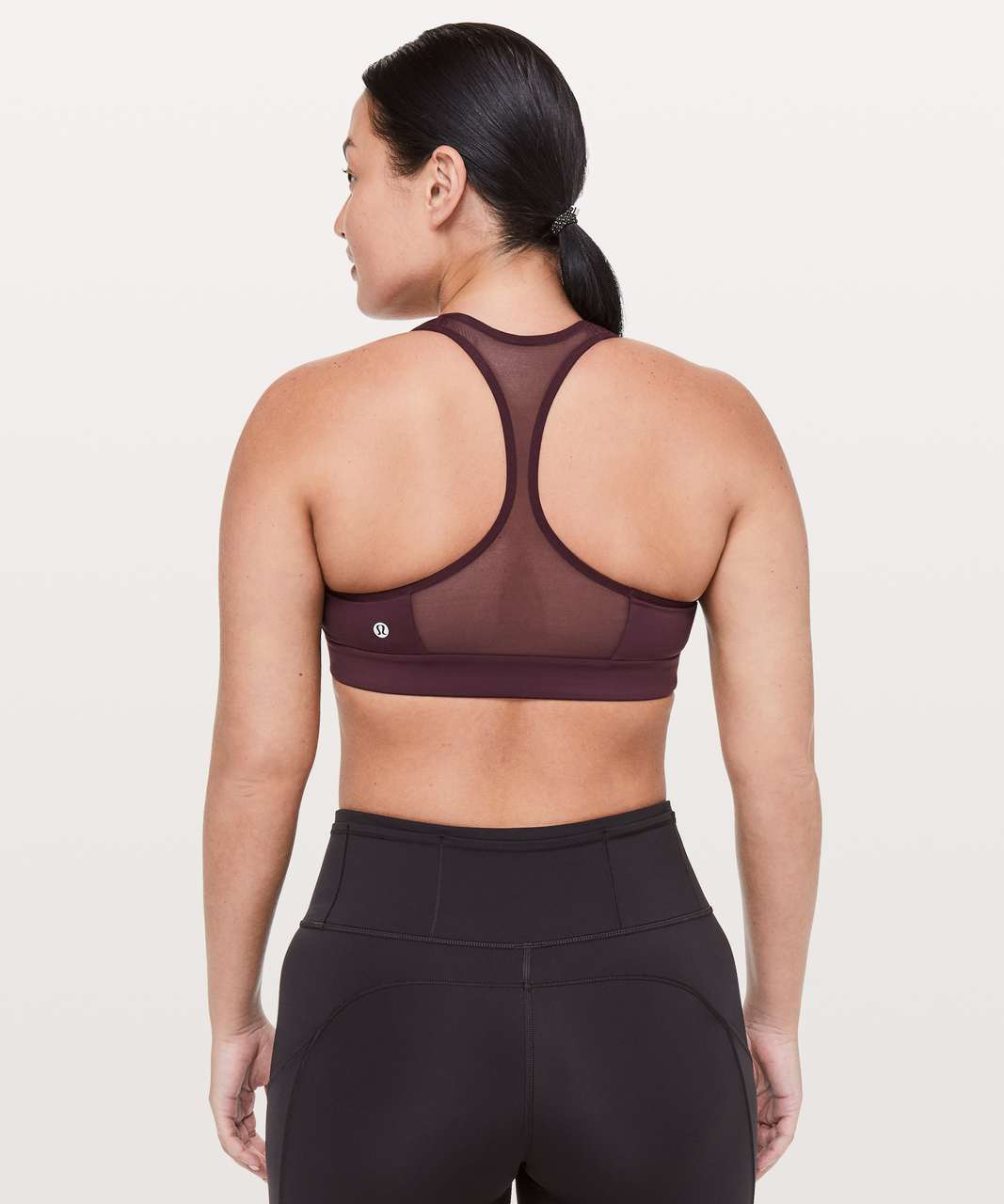 Lululemon Speed Up Dark Adobe Racer Back Sports Bra Burgundy Mesh Women's  Sz 6