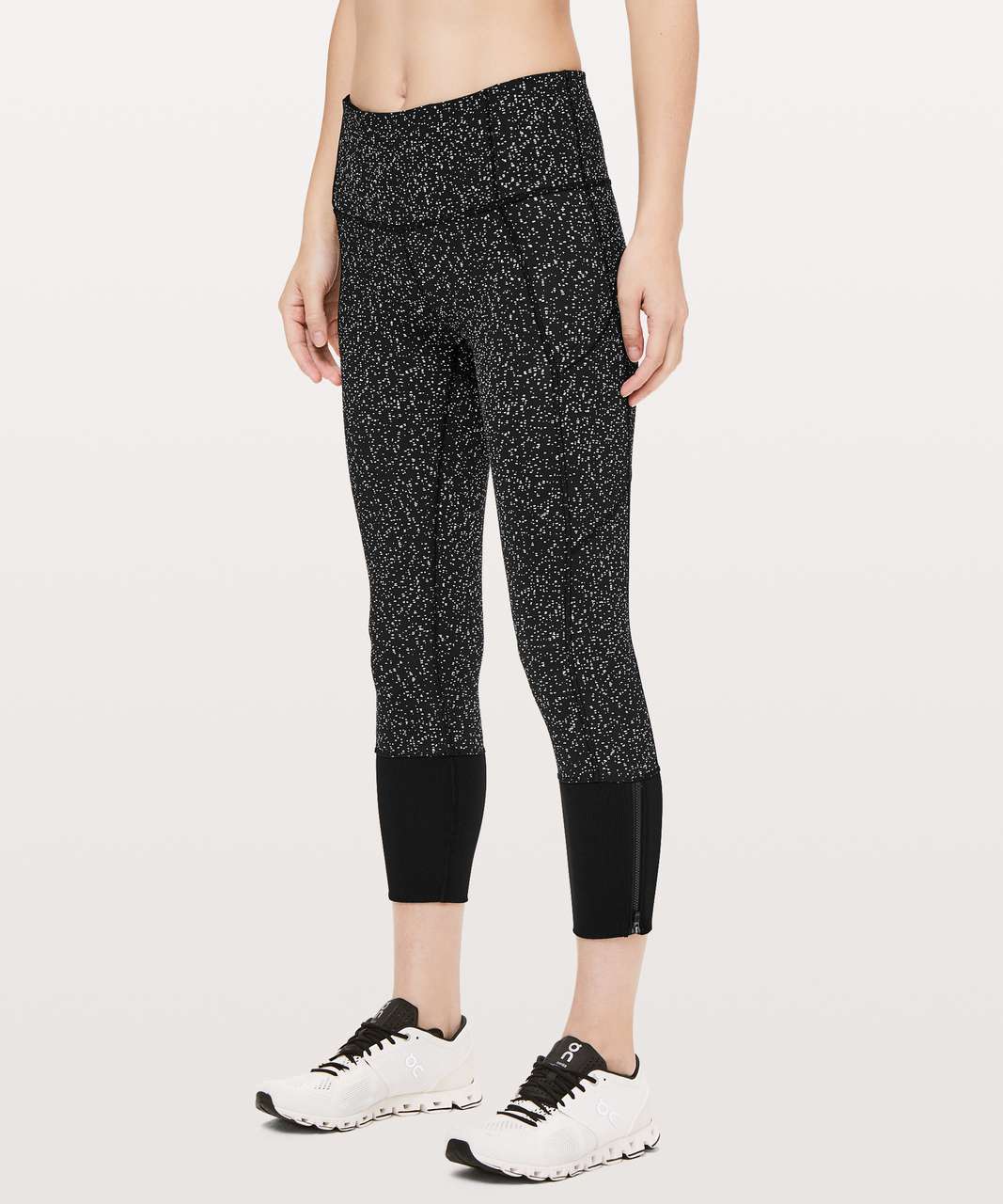 Lululemon Rebel Runner Crop - Magnetized Jacquard Black White / Black