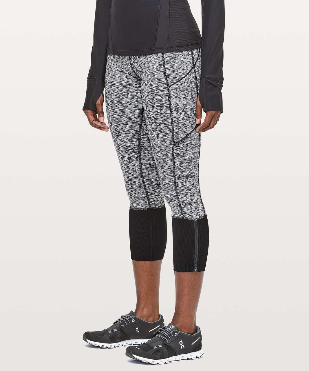 Lululemon Rebel Runner Crop - Spaced Out Space Dye Black White / Black