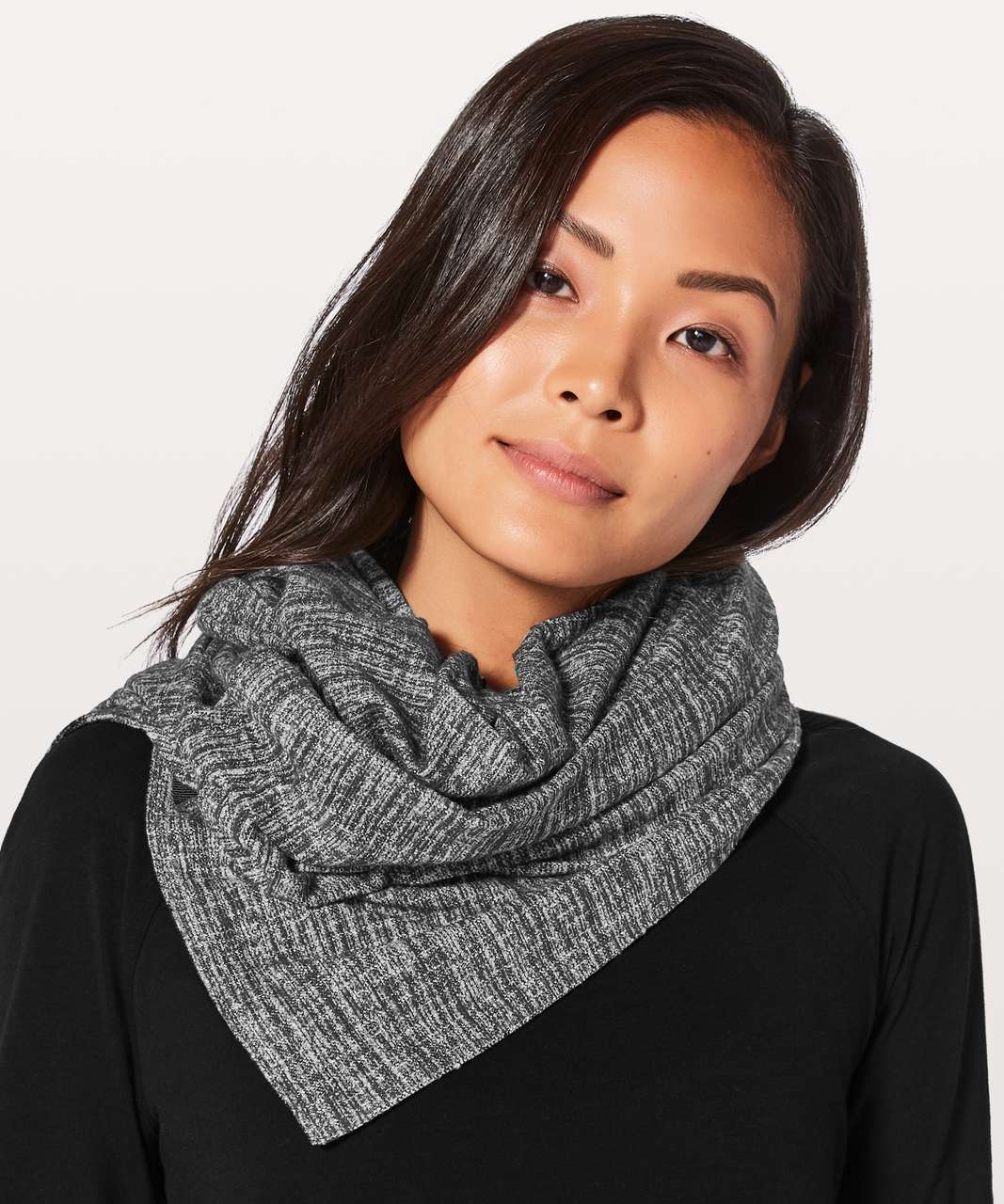 Lululemon Vinyasa Scarf *Rulu - Heathered Herringbone Heathered Black Black  - lulu fanatics