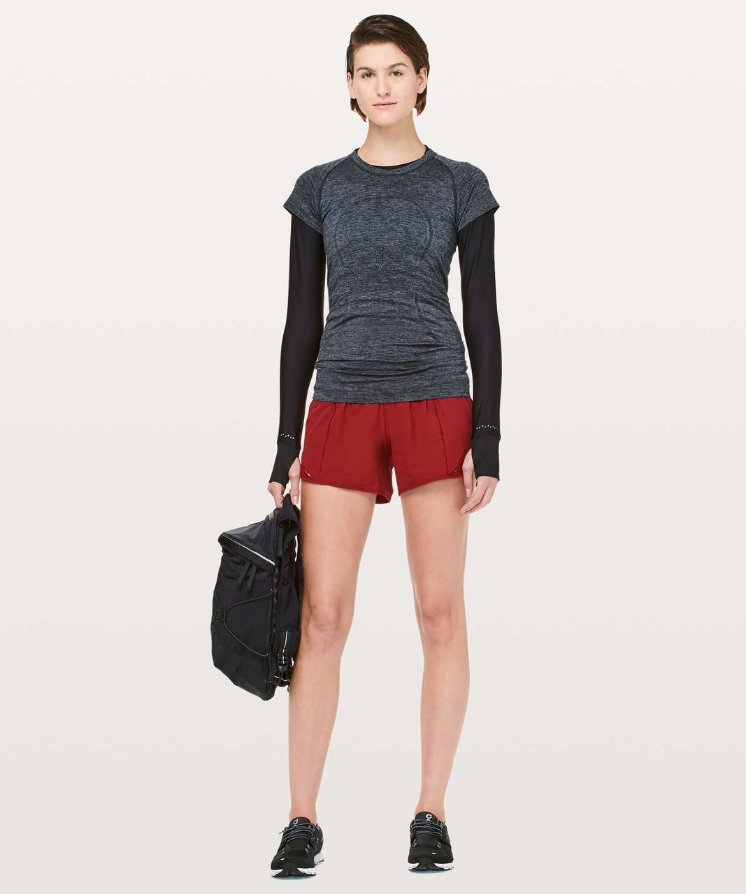 Lululemon Hotty Hot Short II 2.5 - Carminetrue Red Black / Black - lulu  fanatics