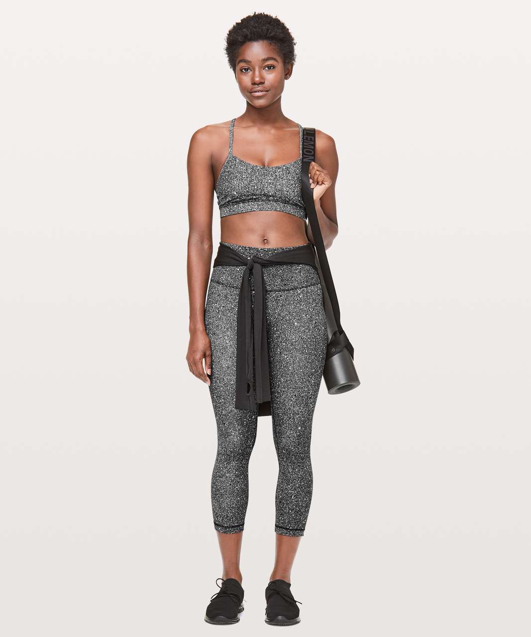 Lululemon Flow Y Bra *Nulu - Luminesce Splatter White Black - lulu fanatics