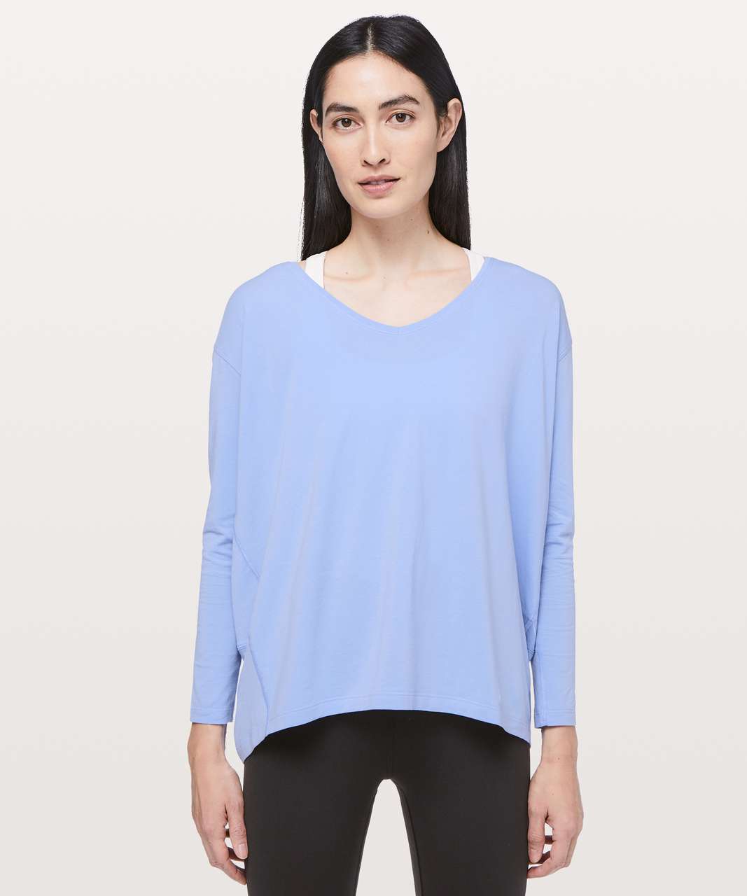 Lululemon Back In Action Long Sleeve V - Hydrangea Blue