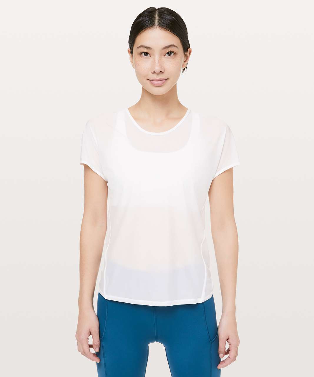 Lululemon Set The Course White Mesh Short Sleeve Top 6