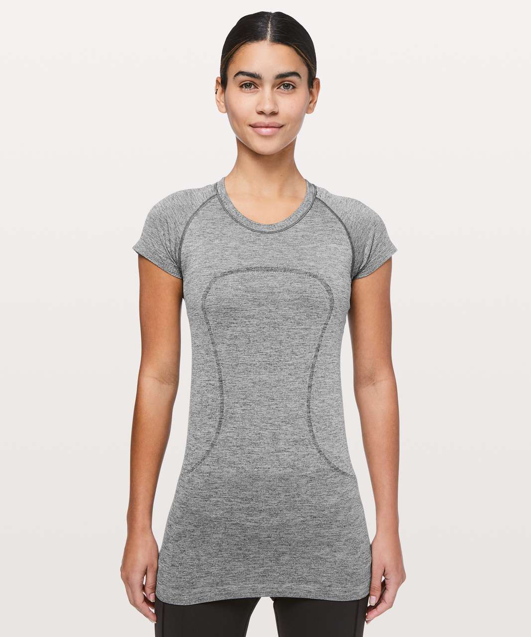 Lululemon Swiftly Tech Short Sleeve Crew - White / White / Black (Striped)  - lulu fanatics