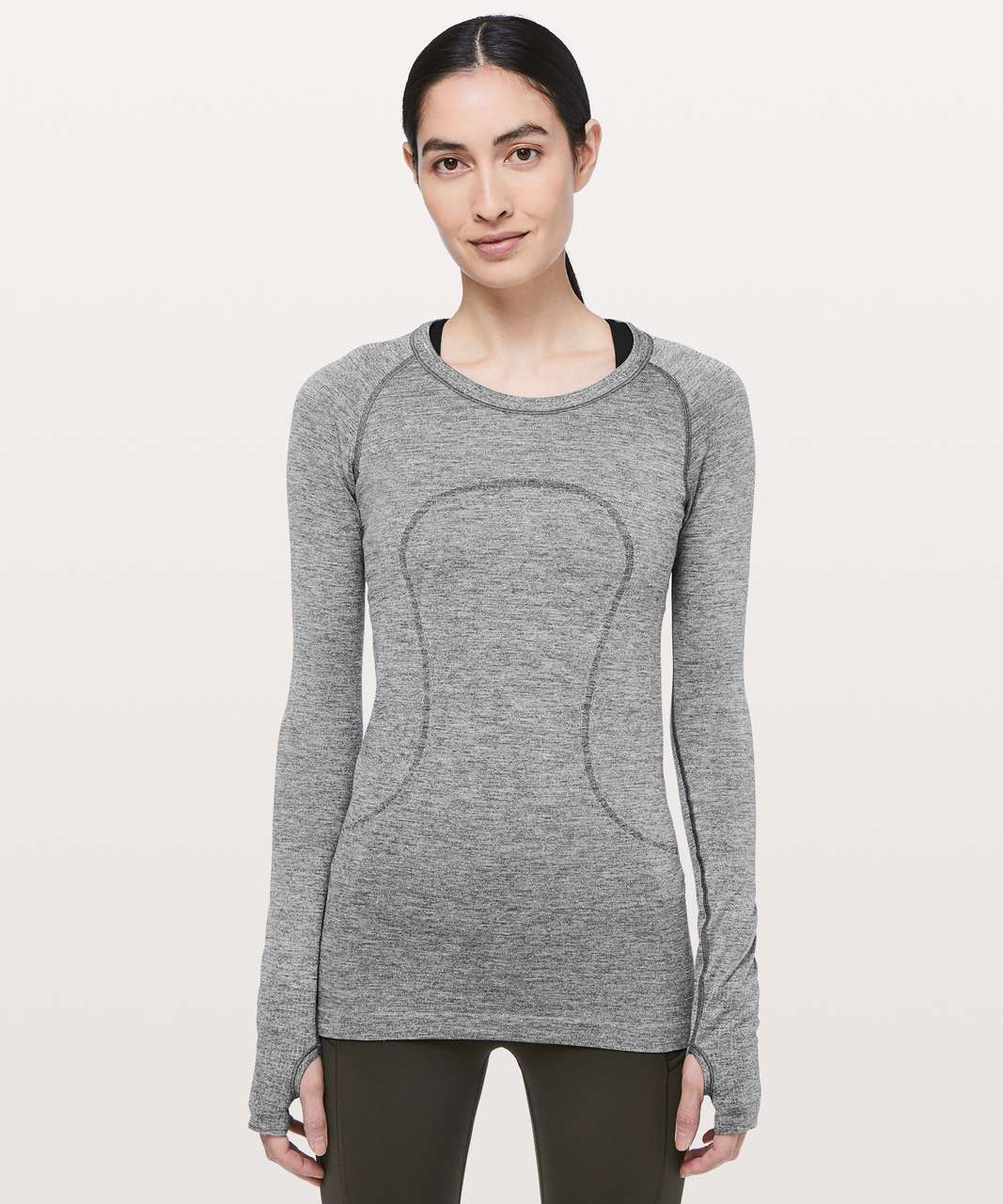 Lululemon Swiftly Tech Long Sleeve Crew *Sparkle - Black / White / Silver -  lulu fanatics