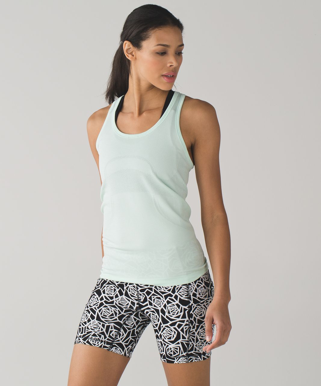 Lululemon Speed Track Short - Posey Black White / Miss Mosaic White