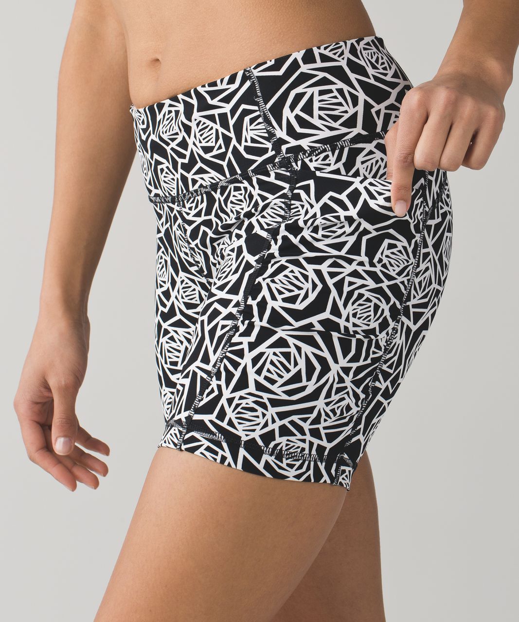 Lululemon Speed Track Short - Posey Black White / Miss Mosaic White ...