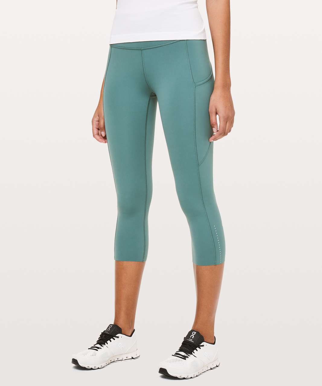 Lululemon Fast & Free Crop II *Nulux 19" - Green Smoke