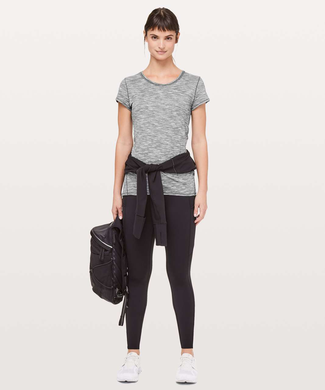 Lululemon Another Mile Short Sleeve - Tiger Space Dye Alpine White Dark Slate