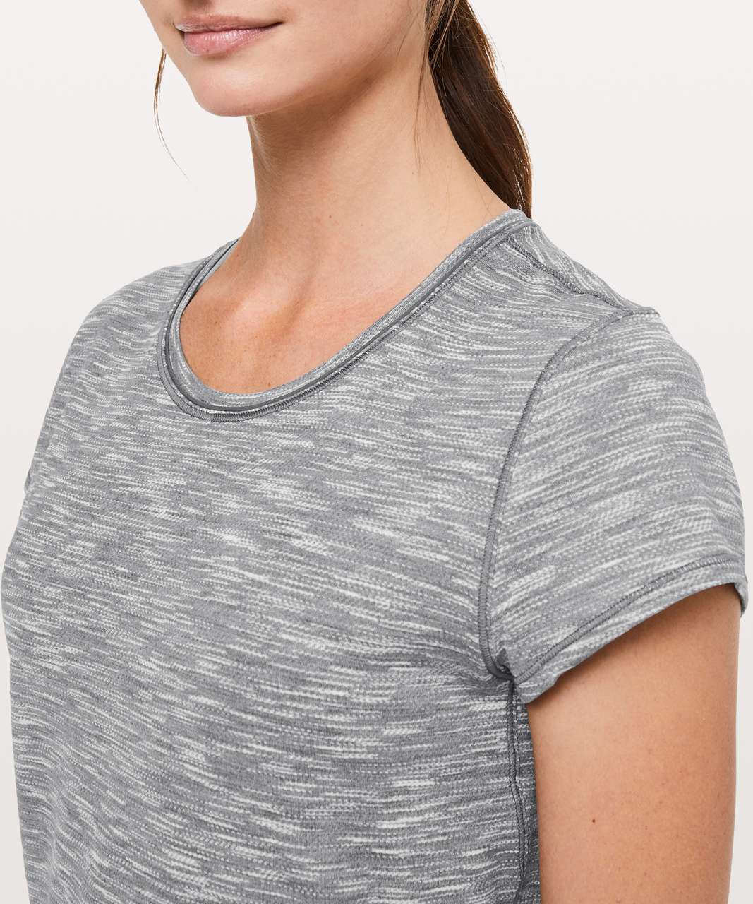 Lululemon Another Mile Short Sleeve - Tiger Space Dye Alpine White Dark Slate