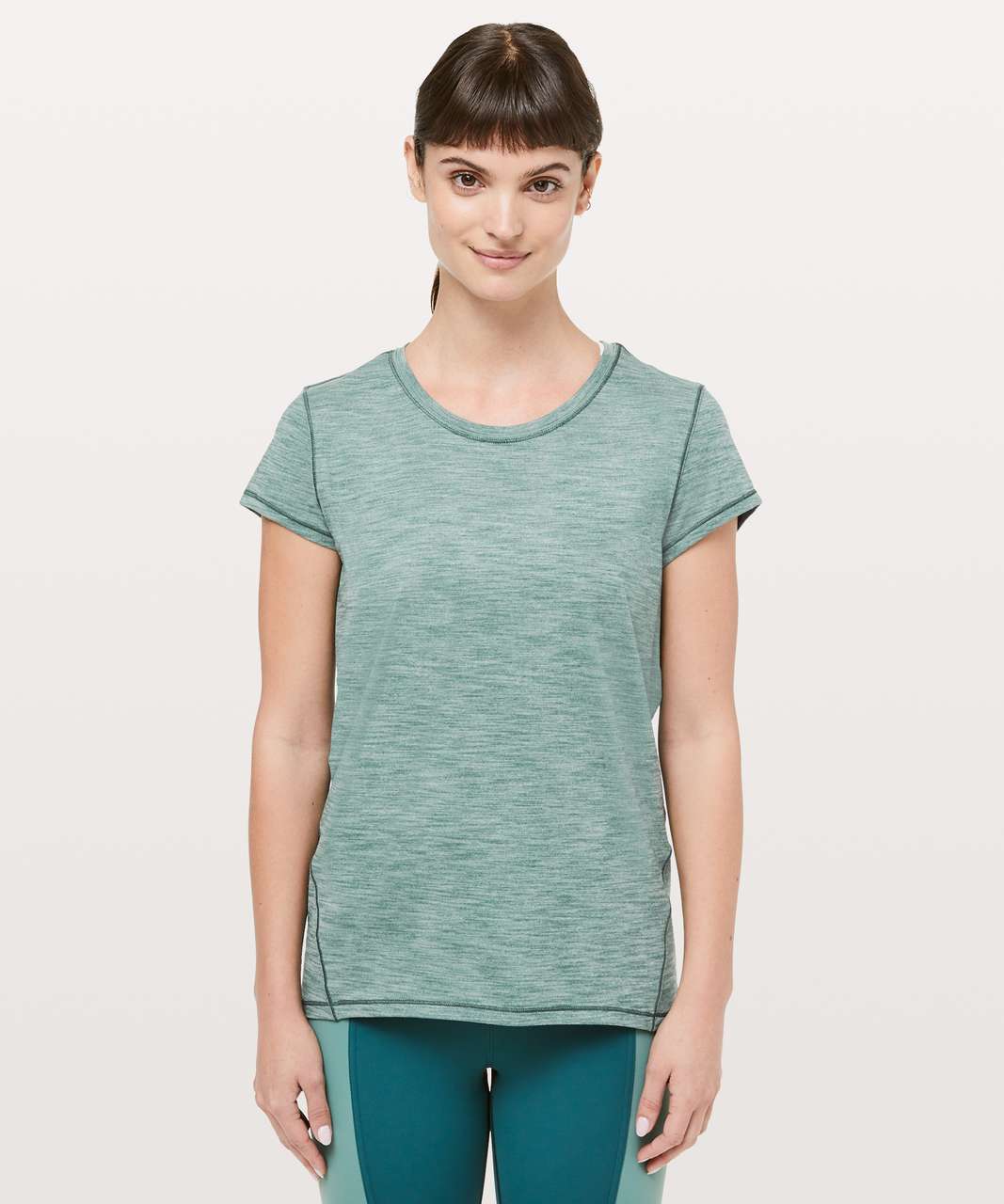 Lululemon Another Mile Short Sleeve - Heathered Green Smoke