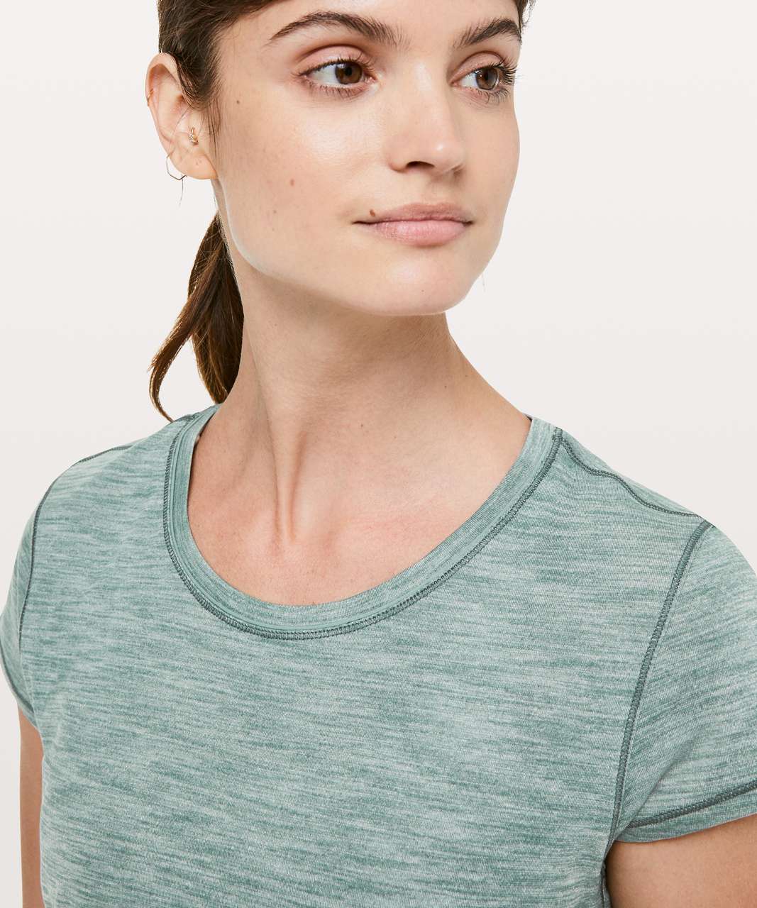 Lululemon Another Mile Short Sleeve - Heathered Green Smoke