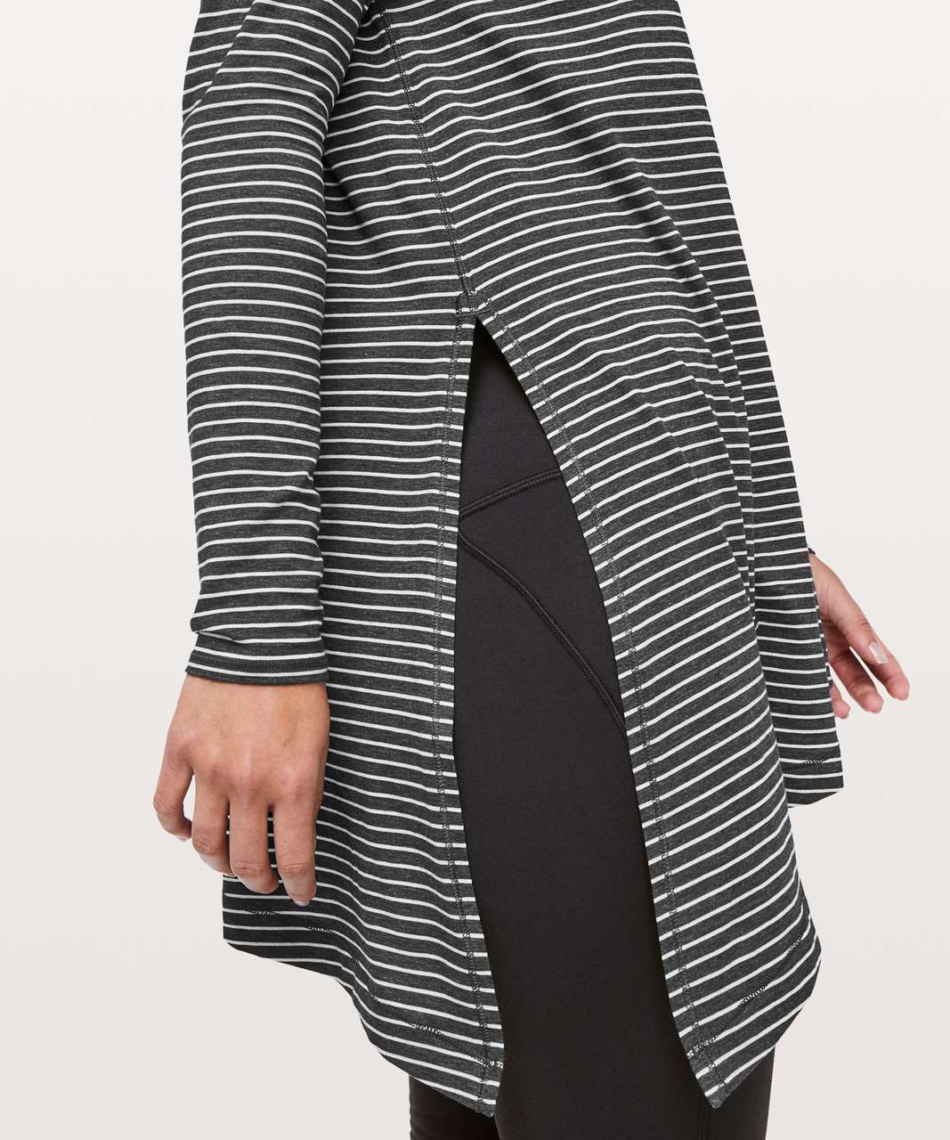 Lululemon To The Point Long Sleeve - Modern Stripe Heathered Black White