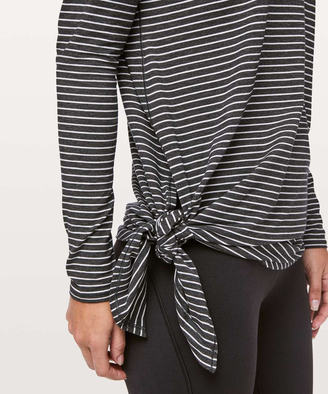 Lululemon To The Point Long Sleeve - Modern Stripe Heathered Black White