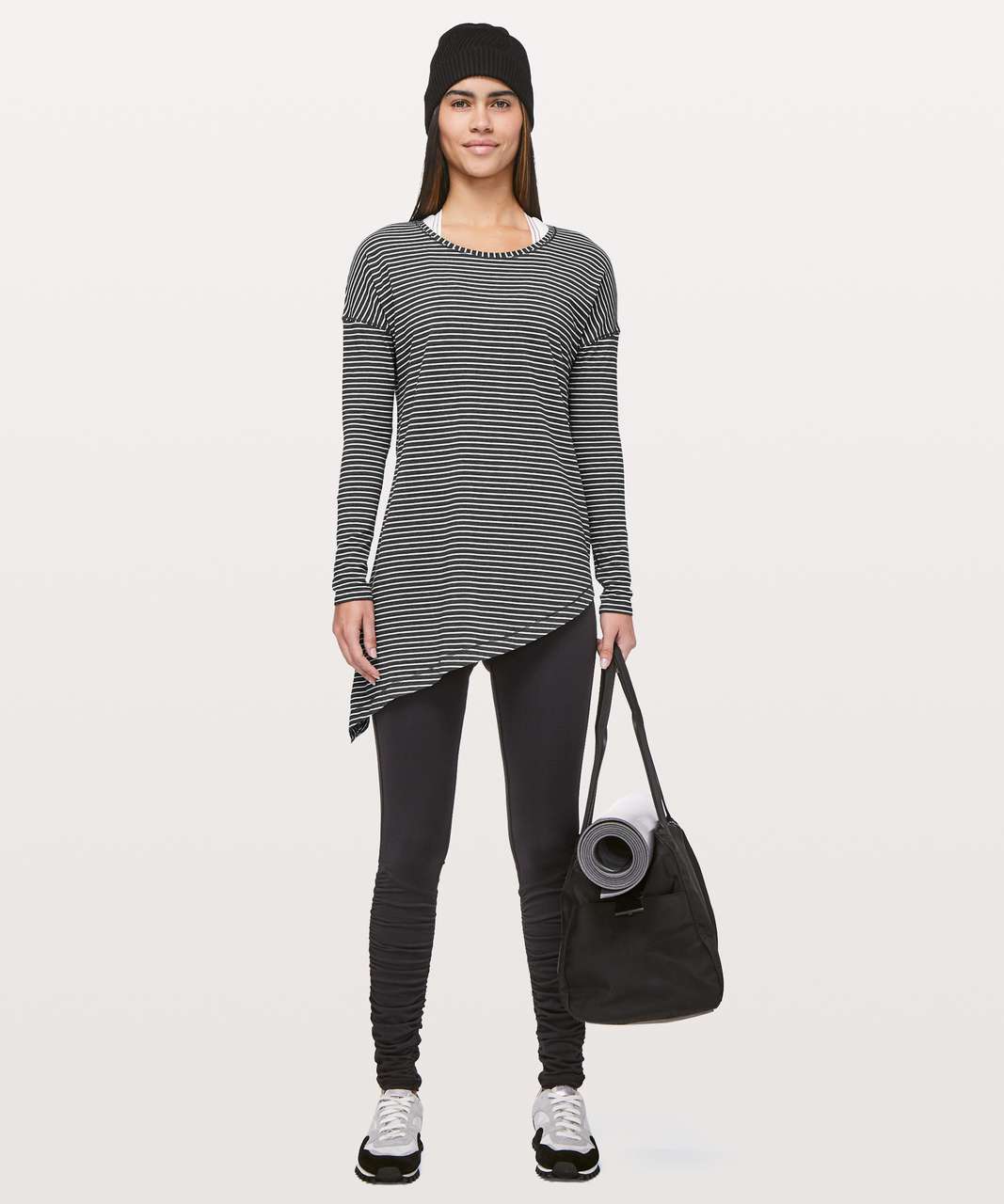 Lululemon To The Point Long Sleeve - Modern Stripe Heathered Black White