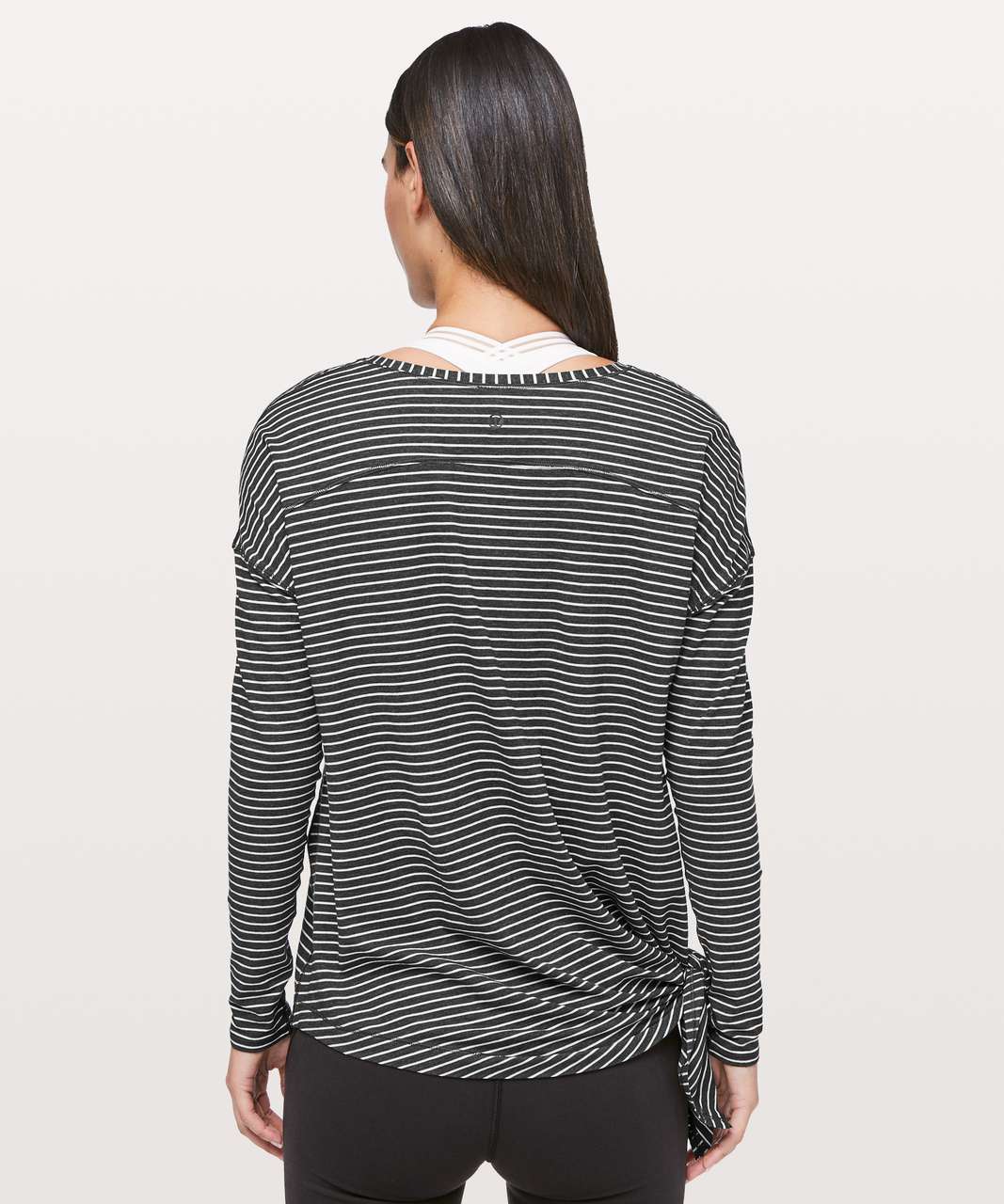 Lululemon To The Point Long Sleeve - Modern Stripe Heathered Black White