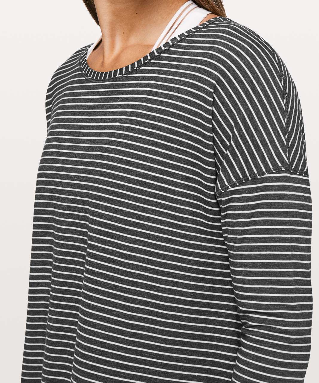 Lululemon To The Point Long Sleeve - Modern Stripe Heathered Black White