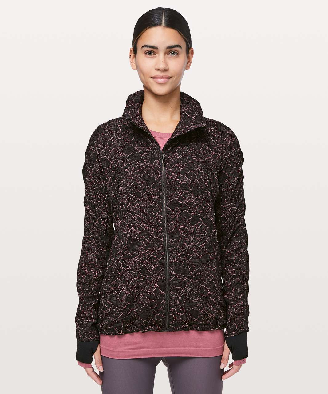 Lululemon Gather Me Slightly Jacket - Lacescape Spanish Rose Black