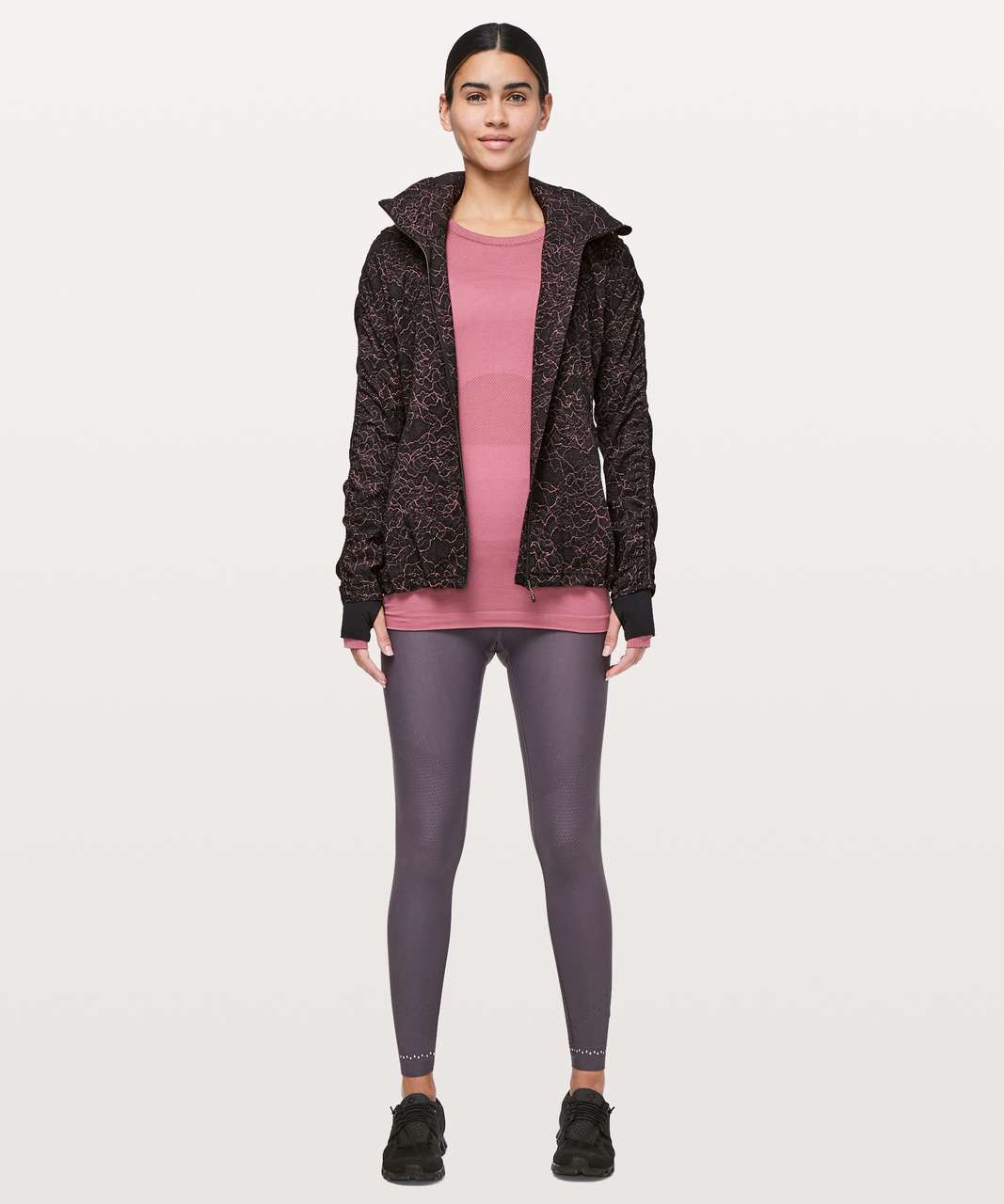 Lululemon Gather Me Slightly Jacket - Lacescape Spanish Rose Black