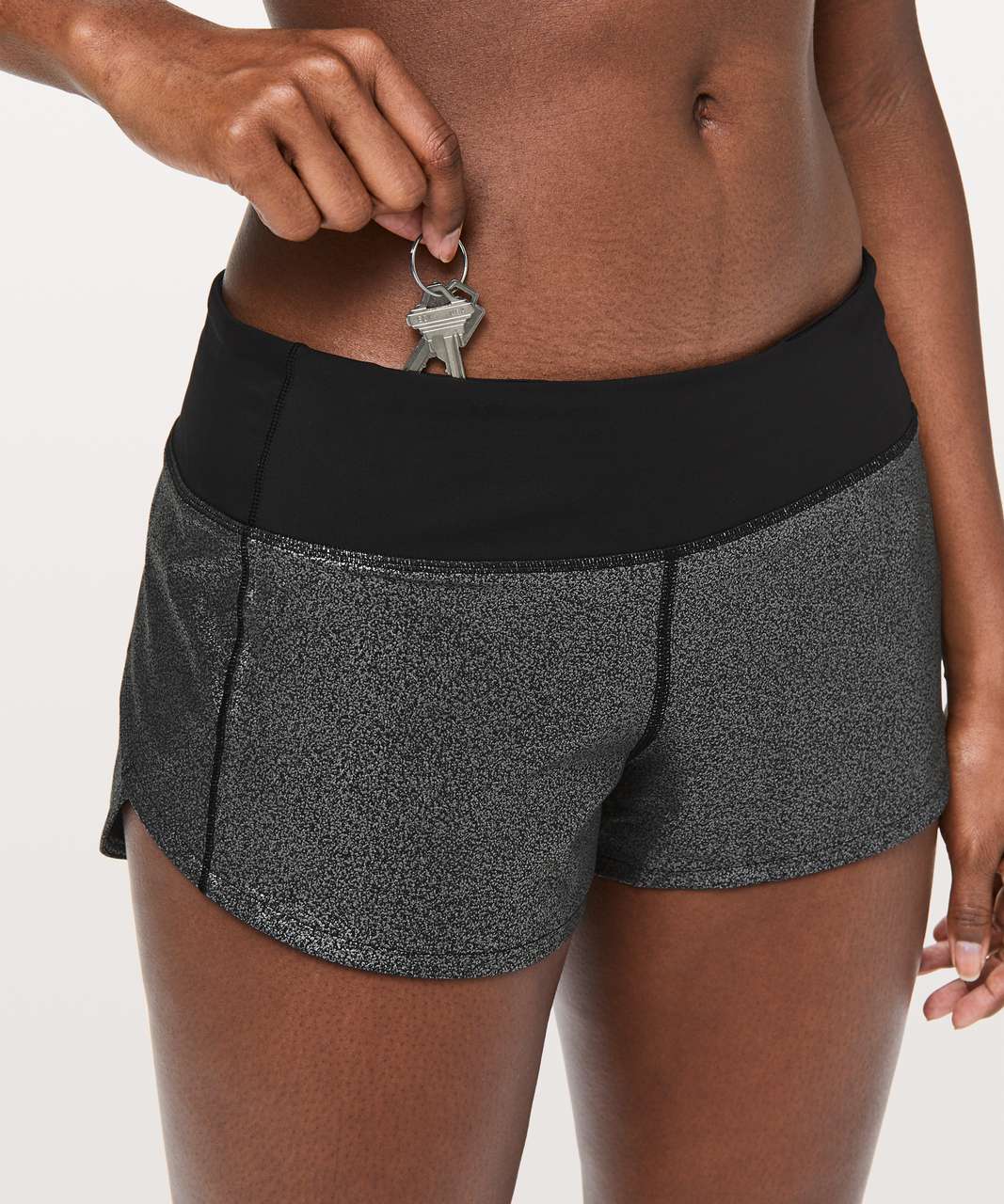 Lululemon Speed Up Short *2.5" - Luminosity Foil Print Black Silver / Black