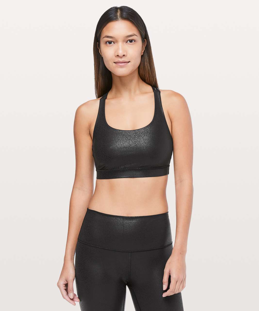 Lululemon Energy Bra 20YR Manifesto Foil Print Black Metallic 20BB Strappy  Size 10 - $40 - From Taylor