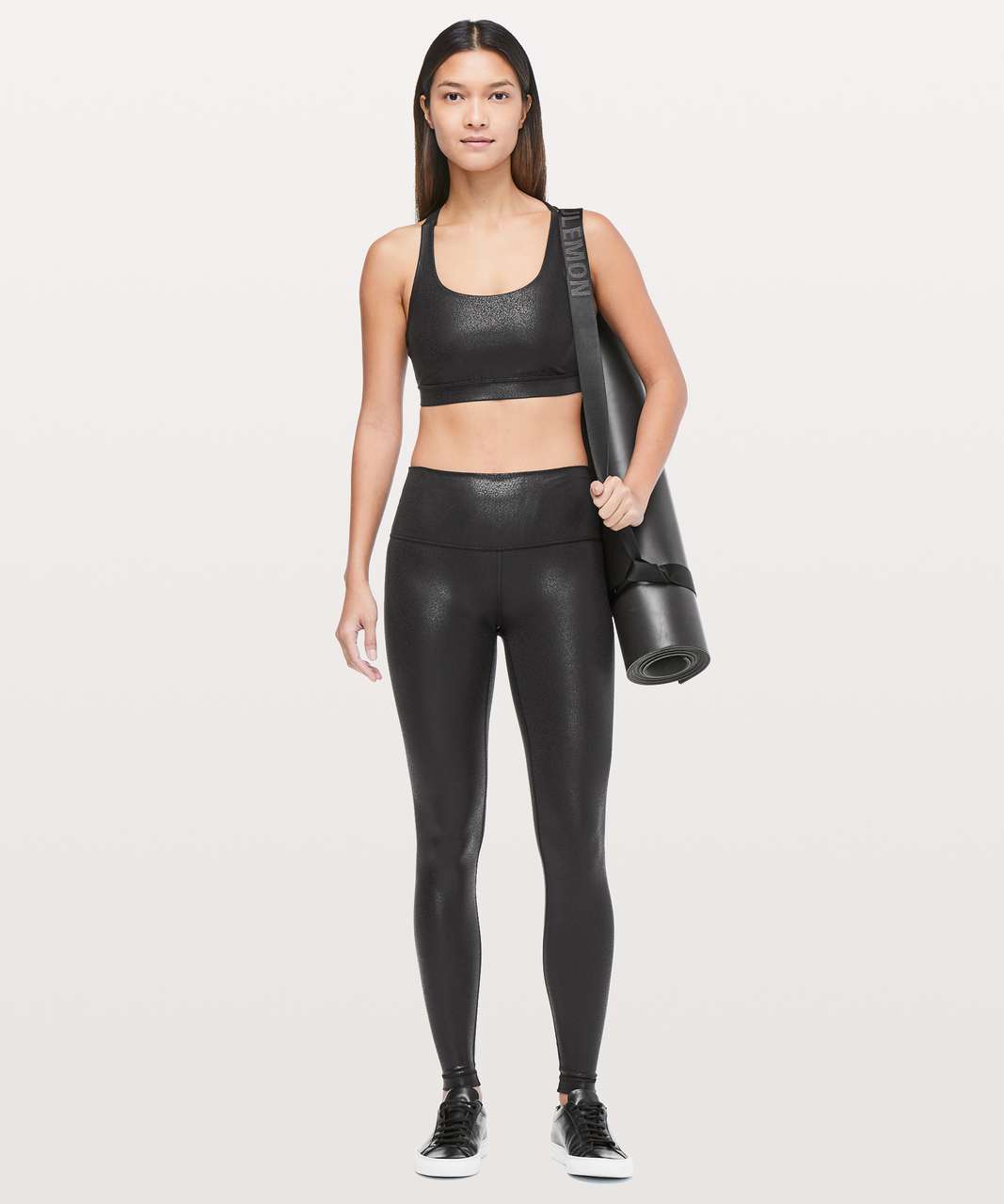 Lululemon Energy Bra 20YR Manifesto Foil Print Black Metallic 20BB Strappy  Size 10 - $40 - From Taylor