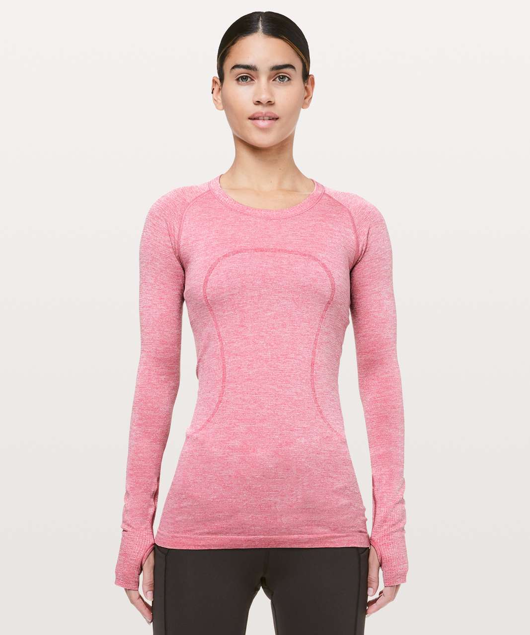 Lululemon Swiftly Tech Long Sleeve Crew *Sparkle - Violet Red / White / Silver