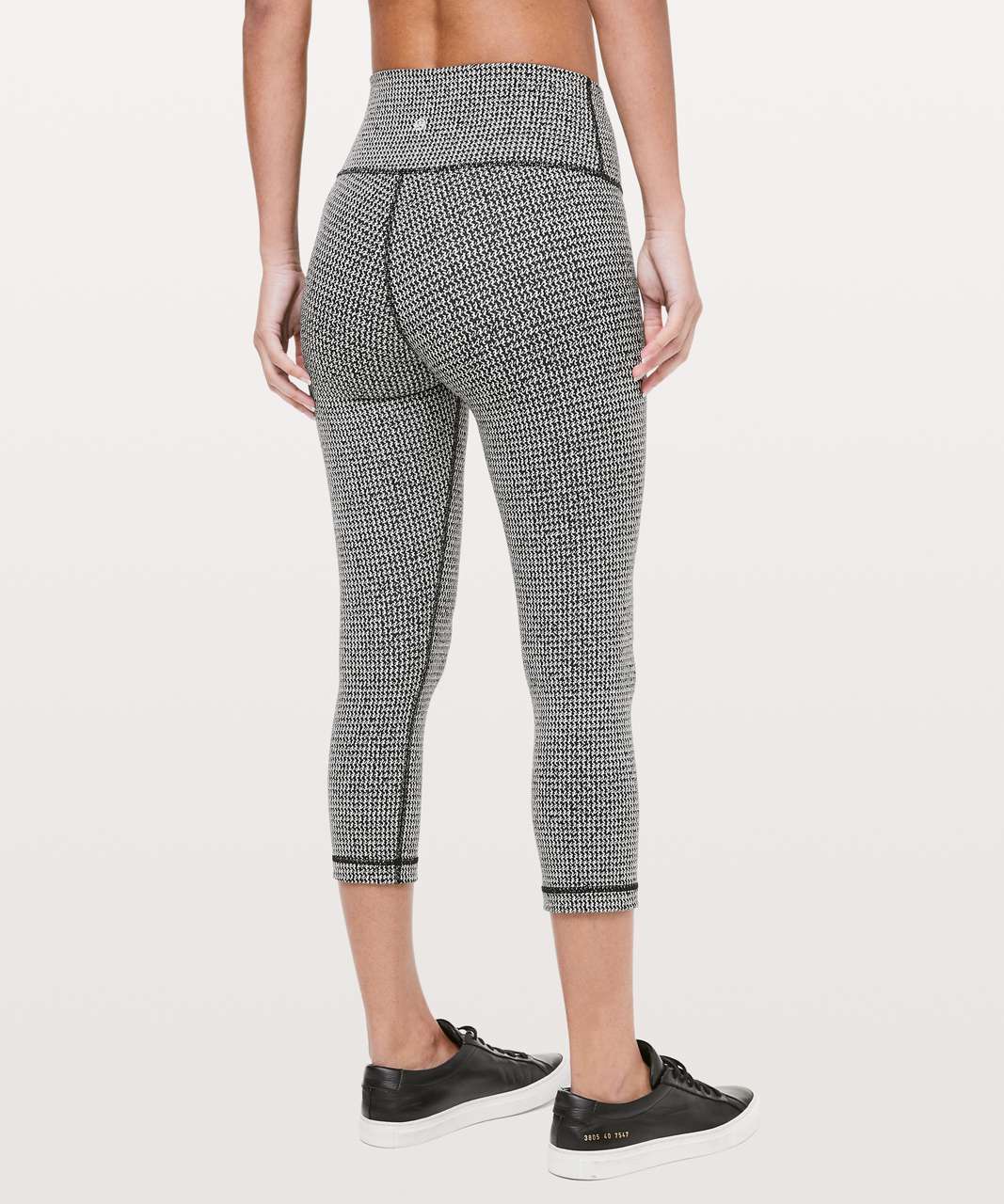 Lululemon Wunder Under Crop II (Roll Down) - Gingham Luon White Black - lulu  fanatics