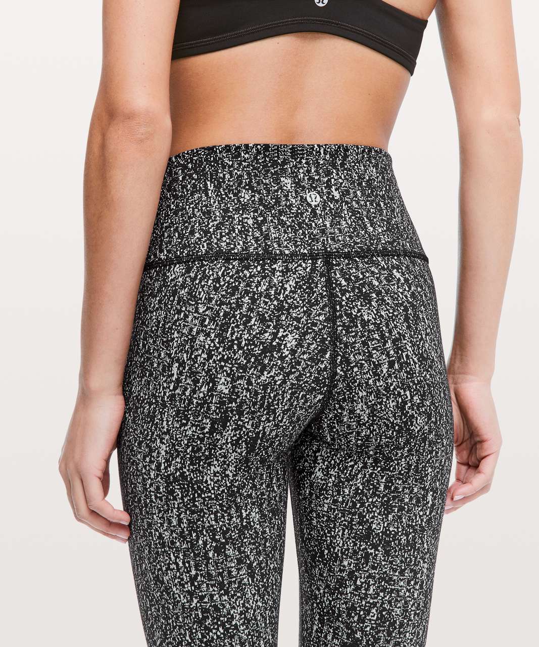 Lululemon Wunder Under High Rise Crop Leggings Luon Suited Jacquard Black  White