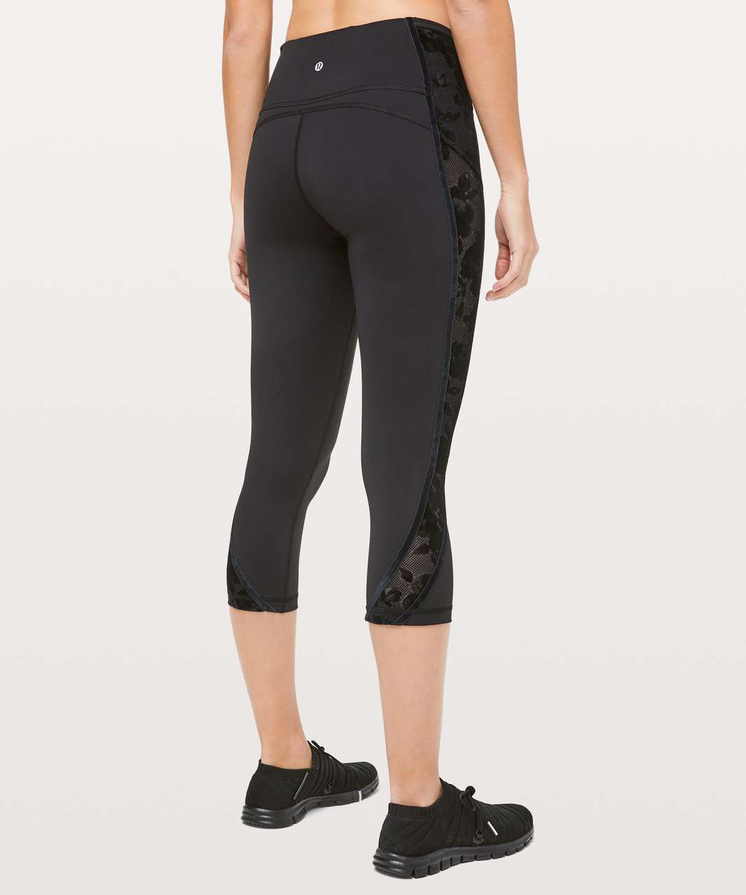 Lululemon Wunder Under Crop High-Rise *Flocked 21 - Black / Scatter Floral Black  Black - lulu fanatics