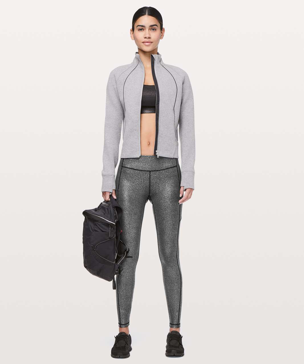 Lululemon Speed Up Tight *Foil 28 - Luminosity Foil Print Black Silver - lulu  fanatics