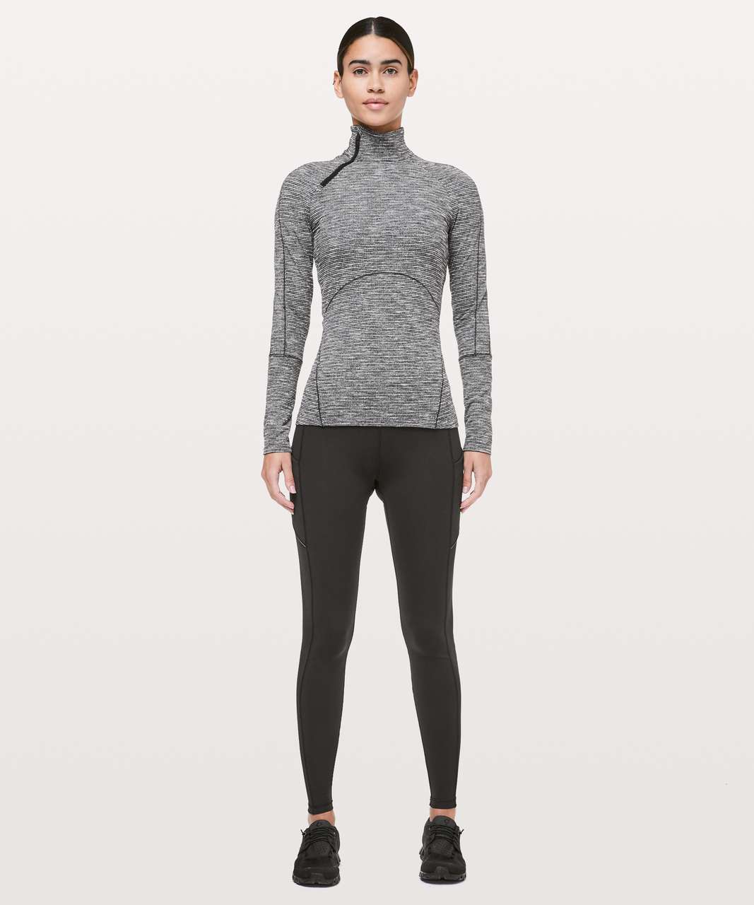 Lululemon Brisk Running 1/2 Zip - Coco Pique Black White