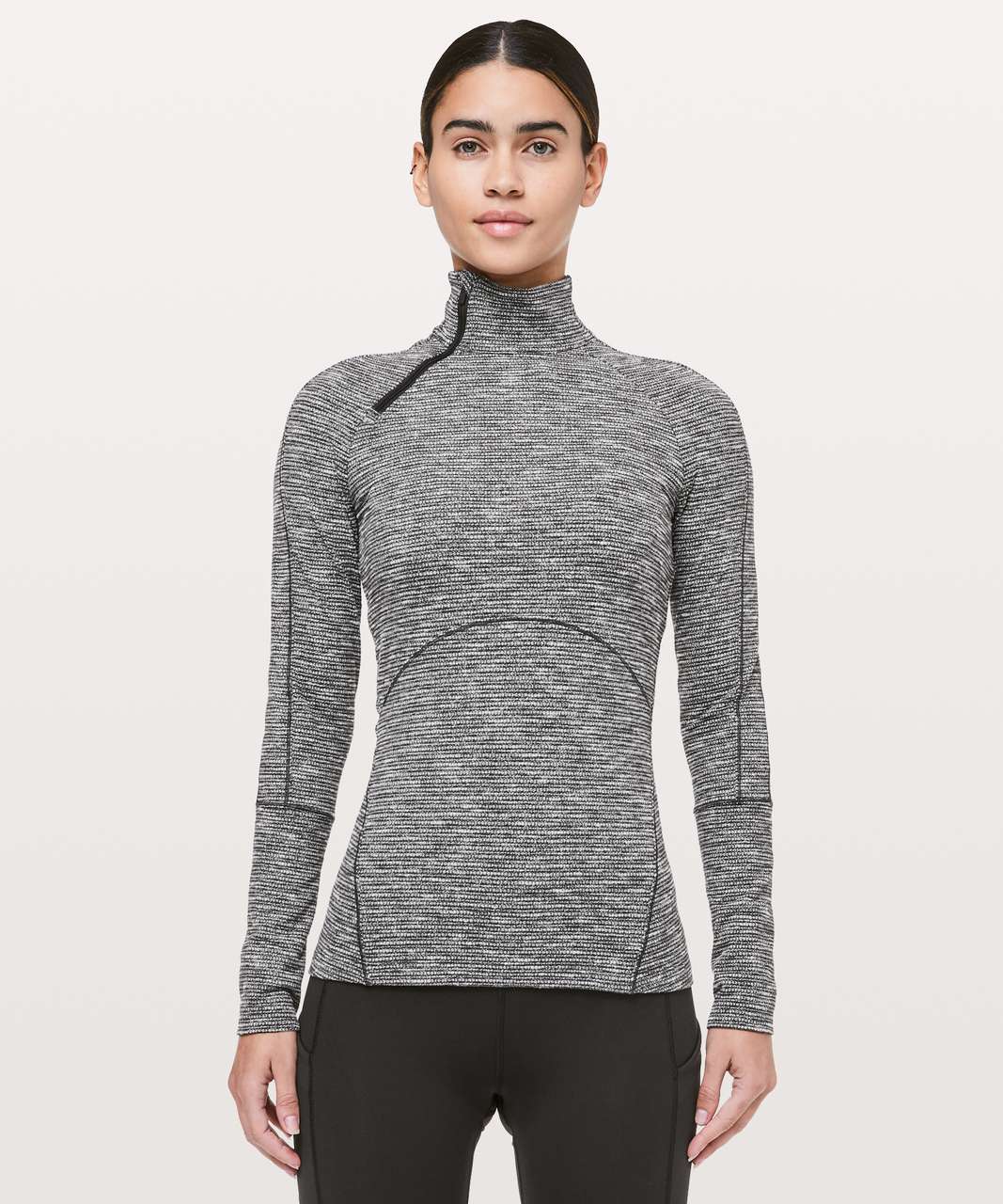 Lululemon Brisk Running 1/2 Zip - Coco Pique Black White