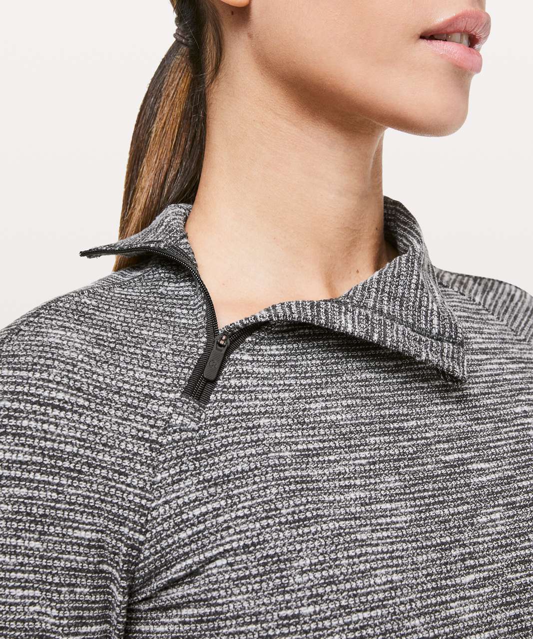 Lululemon Brisk Running 1/2 Zip - Coco Pique Black White