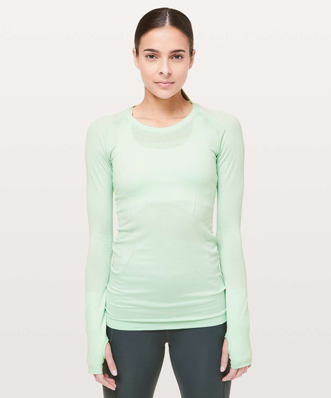 Lululemon Swiftly Tech Long Sleeve Crew - Slate / White - lulu fanatics