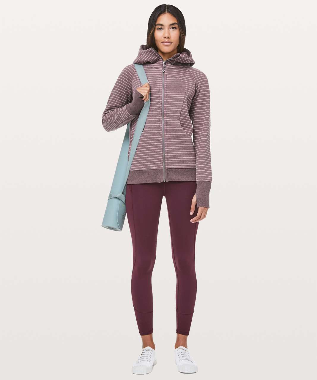 Lululemon Scuba Hoodie *Classic Cotton Fleece - Parallel Stripe Heathered Antique Bark Heathered Misty Merlot