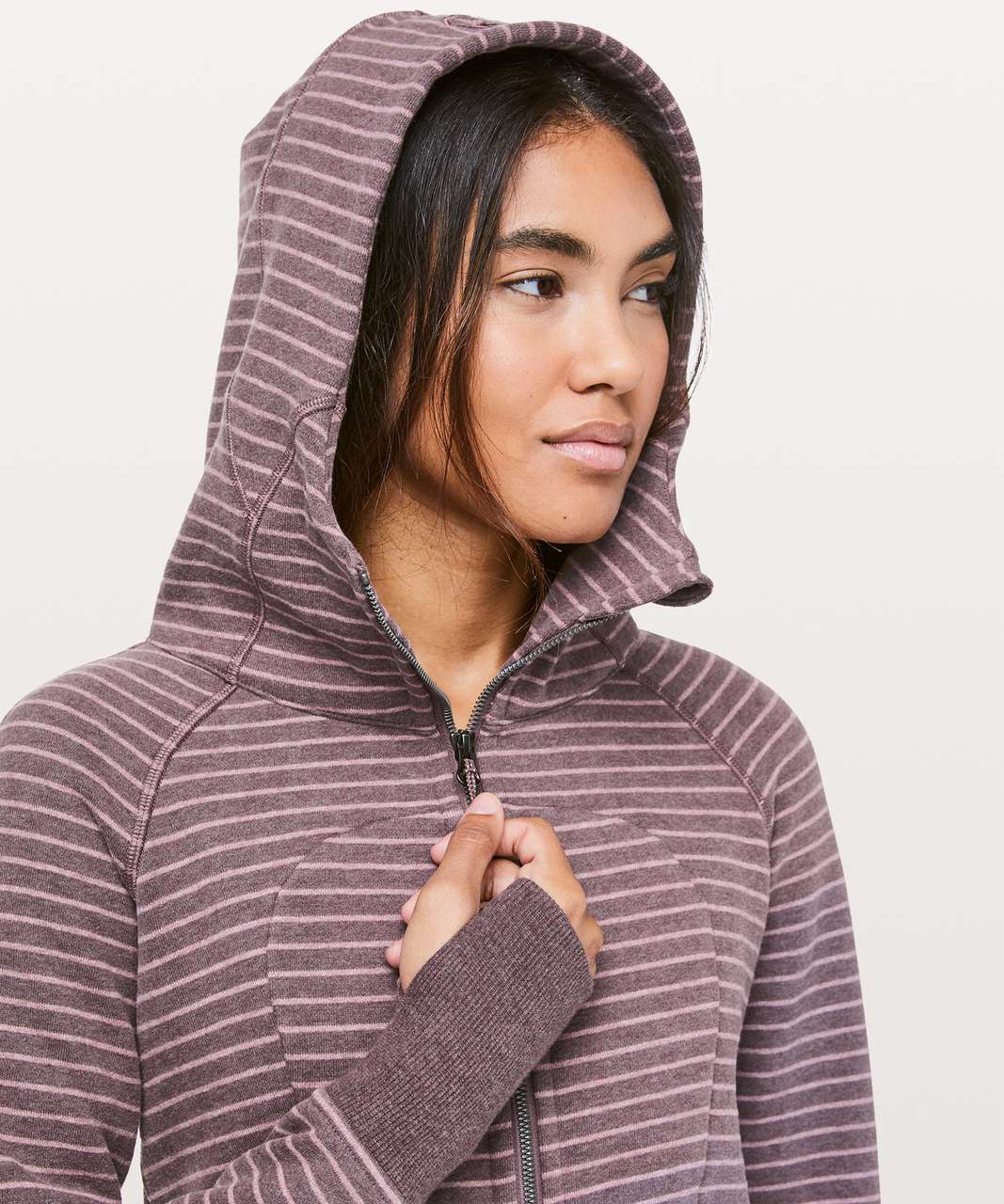 Lululemon Scuba Hoodie *Classic Cotton Fleece - Parallel Stripe Heathered  Antique Bark Heathered Misty Merlot - lulu fanatics