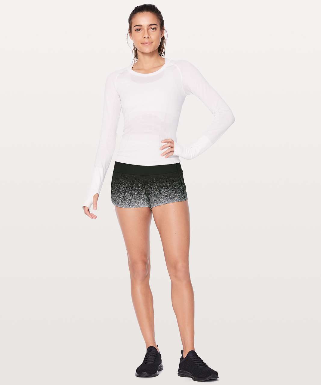 Lululemon 4 Speed Up Short *2.5 Ombre Speckle Black White