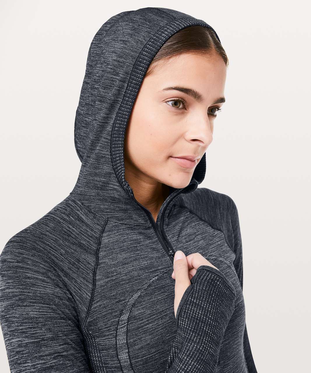 Lululemon Swiftly Wool 1/2 Zip Hoodie - Nocturnal Teal / White - lulu ...