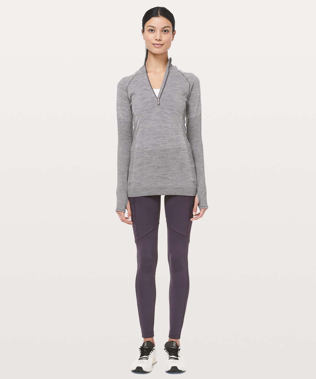 Lululemon Swiftly Wool 1/2 Zip Hoodie - Titanium / White - lulu fanatics