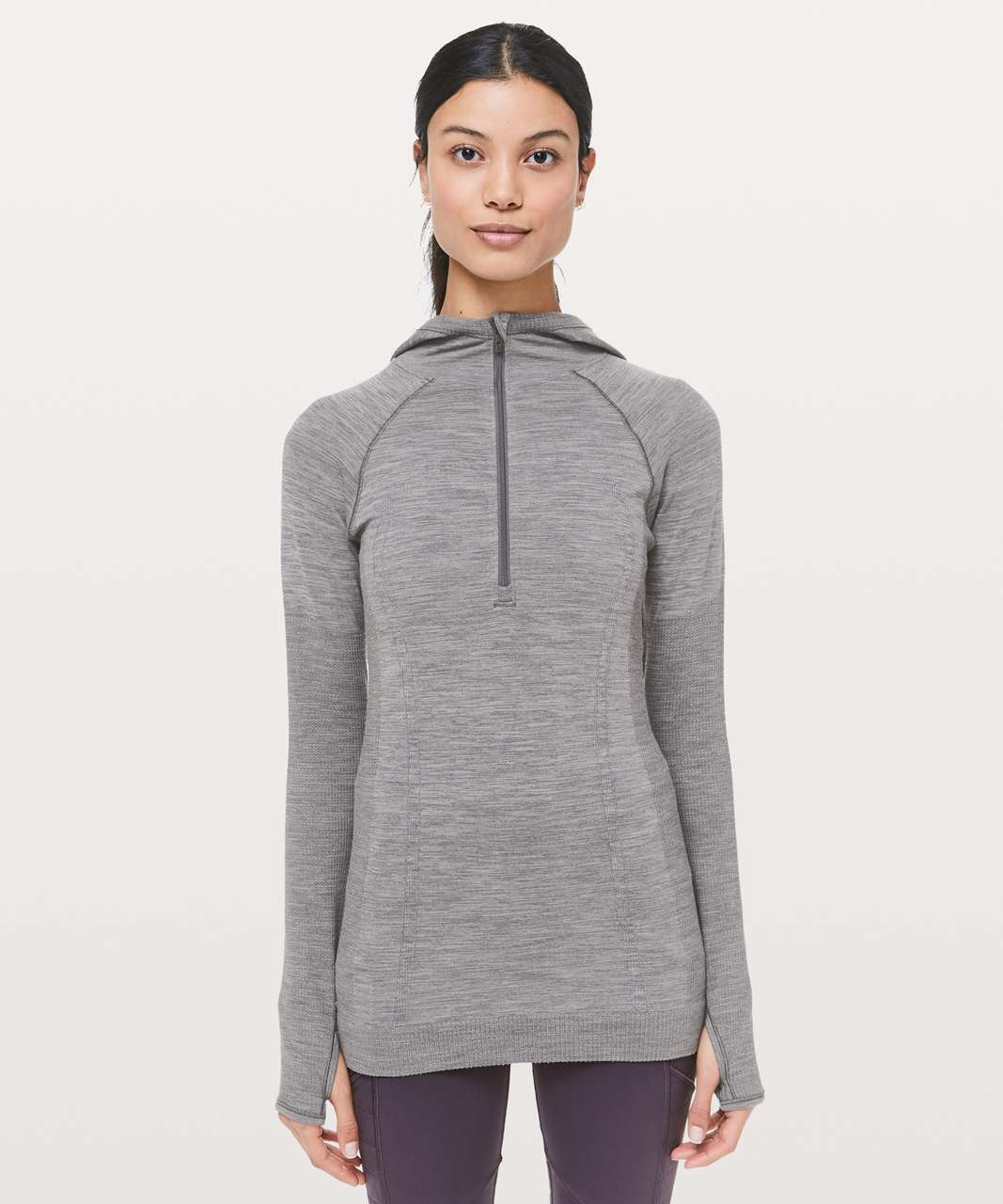 Lululemon Swiftly Wool 1/2 Zip Hoodie - Titanium / White