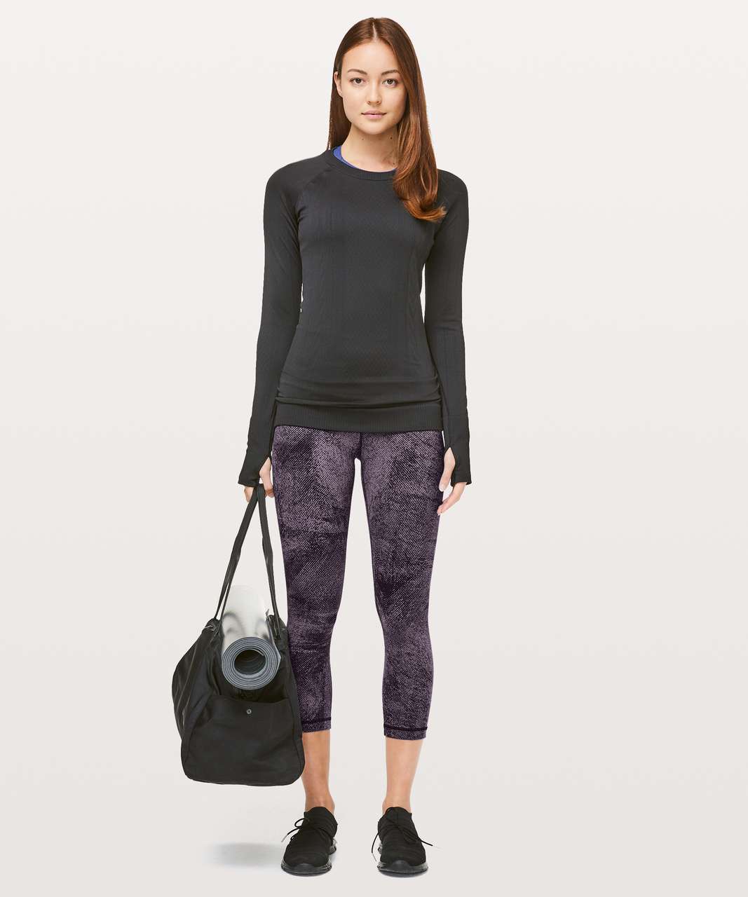 Lululemon Align Crop *21" - Pixel Print Purple Quartz Black