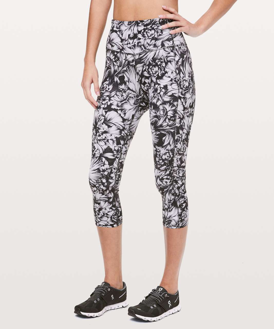 Lululemon Fast & Free Crop II *Nulux 19" - Night Garden Ice Grey Black